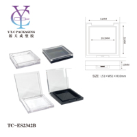 Boîtier compact carré en plastique vide pour fard à paupières et blush, couleur unie, avec logo personnalisé, pour cosmétiques jetables