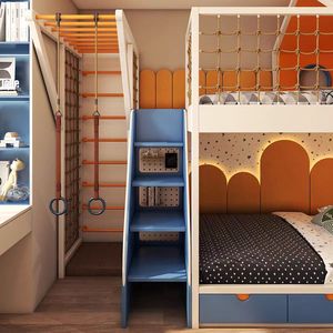 Cama Alta y Baja JINS, Cama Litera Tipo Casa de Árbol, Cama de Dos Niveles con Madera Real para Sala de Estar o Habitación <span class=keywords><strong>Infantil</strong></span> - Product Image 6