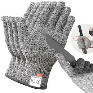 Vente en gros de gants anti-coupure GMG gris et noir en HPPE, résistants, conformes aux normes EN388 et ANSI Niveau 5, pour le travail de sécurité - Product Image 1