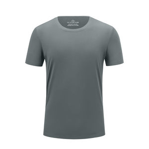 Camiseta de Verano con Cuello Redondo, Manga Corta de Nailon, Color Sólido, Ropa Informal, Verde Militar - Product Image 2