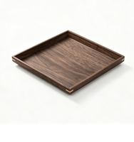 Plateau carré en bois de noyer noir, minimaliste, durable et écologique, pour le camping, la maison, le bureau, le bar et l'organisation de la cuisine