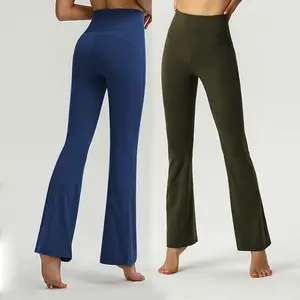 Luluxixiyaya Fashionable Design Workout Wear Yoga Pants Breathable High Waist Custom Wide Leg Pants Women