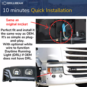 1 Pieza Faro LED Modificado para <span class=keywords><strong>Scania</strong></span> G440/G410/<span class=keywords><strong>G450</strong></span>, Conjunto de Faro con Doble Lente LED Modificado, Señal de Giro y Luz de Esquina - Product Image 4