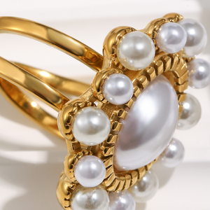 Dreamshow Imitatie Parel Trends Producten <span class=keywords><strong>2026</strong></span> Ovale Signet <span class=keywords><strong>Ring</strong></span> Verlovingsring Verguld Roestvrij Staal Sieraden - Product Image 2