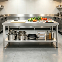 Étagère de cuisine commerciale à 4 niveaux en acier inoxydable, table de boucherie en acier inoxydable