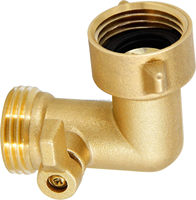 Coude de tuyau d'arrosage à 90 degrés avec robinet d'arrêt 3/4'' – Adaptateur de tuyau robuste avec 2 joints toriques en laiton massif pour l'irrigation de jardin