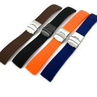 Sortie d'usine Étanche PVD Réglable Bracelet De Montre En Caoutchouc Boucle De Déploiement 18 20 22 24mm Bracelet De Montre En Silicone