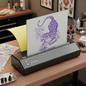 ชุดเครื่องพิมพ์ลายสักไร้สาย MHT-P8008 A4 บลูทูธ USB 203DPI แบบไม่ใช้หมึก รองรับแอพพลิเคชั่น พกพาสะดวก สำหรับช่างสักและสตูดิโอ - Product Image 1