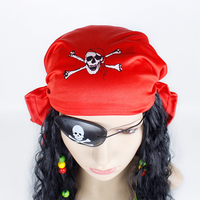 Peluca de Carnaval para mujer, gorro con trenzas, Cosplay de pirata, pañuelo para la cabeza, máscara para ojos, accesorios de disfraz de halloween