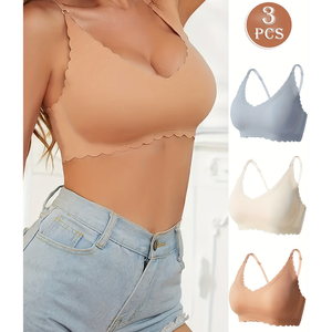 บราผู้หญิงผ้าไหมน้ำแข็งระบายอากาศได้3ชิ้นปกปิดได้เต็มรูปแบบ - Product Image 1