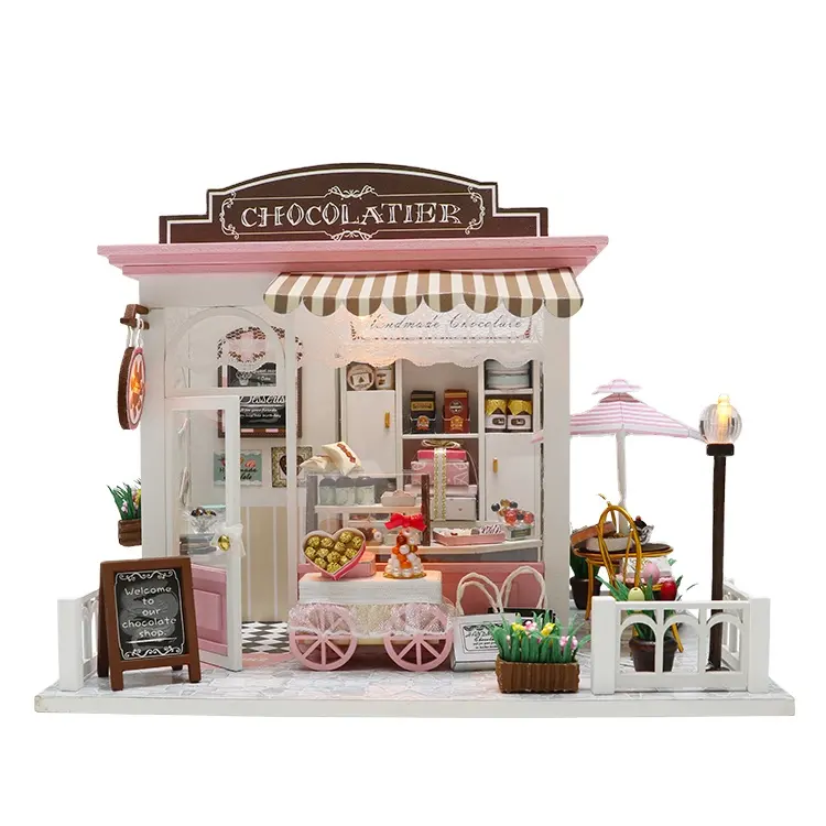 Hoomeda Craft Doll House e assemblare Room Box miniatura Creative Room Idea Coffee House fai da te 3d Dollhouse Furniture legno fai da te