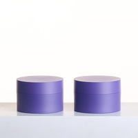 Pot en plastique violet mat à double paroi, rond, pour crème, gommage visage et corps, 5g, 15g, 30g, 50g, vente en gros, logo personnalisé