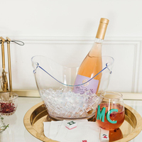 Refroidisseur de vin et de boisson portable avec logo personnalisé Seaux de bar rétro carrés en forme de bateau Seaux de bar carrés en forme de bateau Logo personnalisé pour la glace