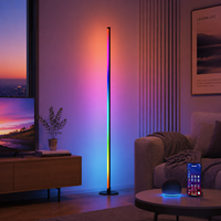 Lámpara de Pie RGB, Control Inteligente por Aplicación, Iluminación Ambiental DIY para Sala de Estar, DC12V 18W, Altura Ajustable, Alto Brillo, Control Remoto