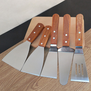DF30 0630 Juego de espátulas de acero inoxidable con mangos de madera, precio de fábrica, herramientas duraderas para barbacoa y cocina - Product Image 1