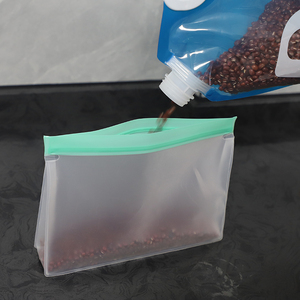 Reusable Stand up Pouch Gravure Printed Silicone Food Storage <b>Bag</b> with EVA Plastic Zipper for Fresh Fruits and Vegetables - Product Image 1
