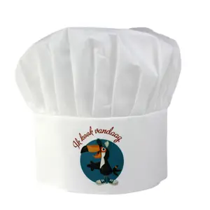 Tùy Chỉnh Logo Dùng Một Lần Trắng Điều Chỉnh Đàn Hồi Nấu Ăn Bếp Chef Hat