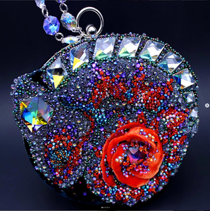 BOBOHOO 우주 형광 네온 바느질 모조 다이아몬드 도매 플랫백 크리스탈 모조 다이아몬드 원피스 몸통 아플리케 클러치에 바느질 - Product Image 6