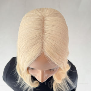 Topper de Cabello Humano Ondulado Rubio Duradero y Transpirable de Fábrica al por Mayor, 14-18 Pulgadas, 5*6 Mono Topper de Alta Calidad # 60 Colores - Product Image 2