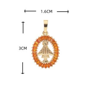 I più venduti Oro Laminado Lamia 14K e 18K ciondolo in zircone Oro placcato in Oro gioielli di moda religiosi con ciondoli di amore Guadalupe - Product Image 3