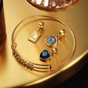 กำไลข้อมือสแตนเลสแบบปรับได้ พร้อมจี้รูปหัวใจสีน้ำเงินและจี้รูปเกือกม้า สไตล์เครื่องประดับส่วนตัวสำหรับผู้หญิง - Product Image 5