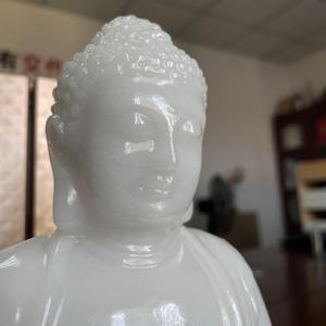 Sculpture en pierre de jade blanc naturel assis Statue de <span class=keywords><strong>bouddha</strong></span> Sakyamuni méditant <span class=keywords><strong>Tathagata</strong></span> priant Sculptures Amitabha - Product Image 2