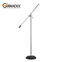 Vente chaude Base ronde robuste Bras de microphone à joint métallique Support de microphone au sol réglable