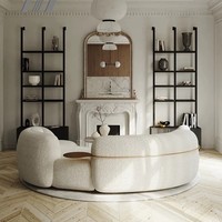 Canapé en tissu de velours blanc nordique 3 places meubles de maison blanc crème laine d'agneau concepteur moderne coin incurvé canapé de salon