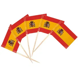 Bendera mini Spanyol kecil dekorasi pesta perayaan makanan bar kue bendera Spanyol tusuk gigi