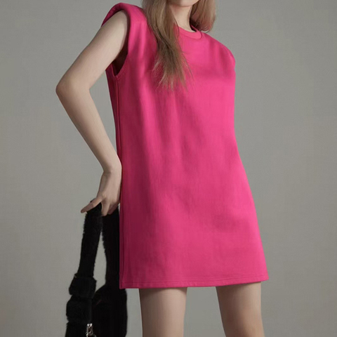 0020 2026 Summer New Fashion Solid Color Sleeveless Dress American Retro Sporty Casual Loose H-shaped Skirt