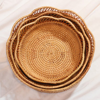 Panier en rotin tressé de petite taille, multi-usage, couleur naturelle, de haute qualité QJMAX