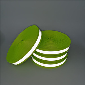 Bán buôn màu xanh lá cây phản chiếu <span class=keywords><strong>Webbing</strong></span> băng an toàn phản chiếu vải băng sọc - Product Image 3