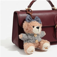 Porte-clés ours en peluche mignon, jouet animal en peluche, breloque de sac, pendentif accessoire de sac à main avec pull rose, cadeau pour filles