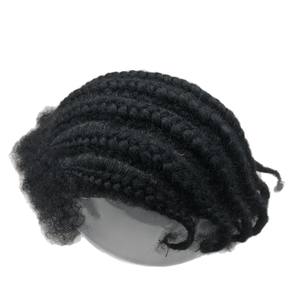 Toupee trenzado para <span class=keywords><strong>hombre</strong></span>, estilo <span class=keywords><strong>afro</strong></span> rizado, totalmente tejido a mano, de cabello humano real. - Product Image 5