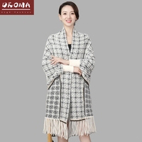 Droma hot sale estilo vintage clássico super macio grosso quente inverno mulher de alta qualidade jacquard borla xale poncho