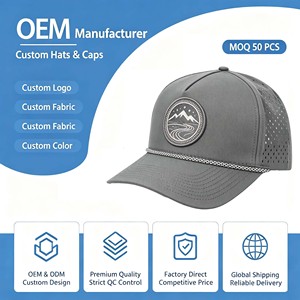 Custom PVC Rubber Logo Baseball Caps With Laser Cut High Quality 5 Panel Sport Golf <b>Hats</b> with Rope Men <b>Waterproof</b> <b>Hats</b> DOM107 - Product Image 1