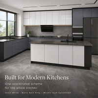 Ensemble de meubles de cuisine modulaires modernes en aluminium avec finition laquée, design écologique et ignifuge pour villa