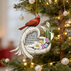 Adorno Navideño <span class=keywords><strong>de</strong></span> Resina con Forma <span class=keywords><strong>de</strong></span> Corazón, Ángel y Cardenal, Decoración Colgante <span class=keywords><strong>de</strong></span> Condolencias con la Frase "Aunque Estamos Separados" - Product Image 2