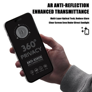360 °   Protector de Pantalla de Vidrio Templado 9H Anti-Espía para <span class=keywords><strong>iPhone</strong></span> 16 15 <span class=keywords><strong>14</strong></span> <span class=keywords><strong>Pro</strong></span> <span class=keywords><strong>Max</strong></span>, Anti-Reflejos, Anti-Huellas, Cobertura Total - Product Image 4