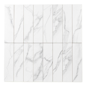 Piastrella Calacatta Bianco Opaco 7,5 X 30 Cm Rettificata Spessore 10 Mm Per Parete e Pavimento - Product Image 1