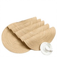 Sets de table ronds tressés 6 pièces, diamètre 3 mm, 380, décoration de cuisine, café, résistant à la chaleur, résistant aux taches, antidérapant, lavable