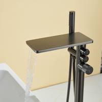 Robinet de baignoire moderne sur pied à bouton-poussoir, avec bec cascade, pour eau chaude et froide, pour salle de bain et douche