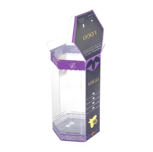 Customized hexagonal PET PVC children's toy plastic box, semi transparent hexagonal PP frosted box, essential oil packaging