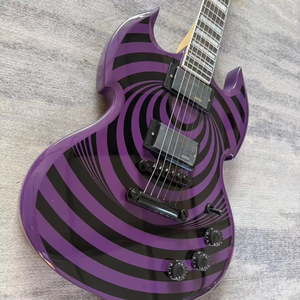 Guitarra Eléctrica <span class=keywords><strong>Odin</strong></span> Zakk de Alta Calidad con Cuerpo de Caoba, 6 Cuerdas, Estilo Anillo Negro y Verde, con Pastillas Equipadas y Herrajes Dorados en los Extremos de los Trastes - Product Image 1