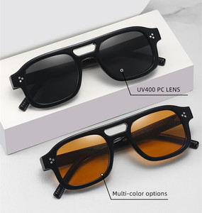 Custom Logo 2026 Vintage Double Bridges Square Sunglasses UV400 Full Rim <b>Shades</b> Rivets <b>Sun</b> Glasses for Men Women - Product Image 4