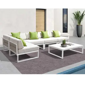 现代风格设计户外家具全铝沙发套装7座铝制花园家具沙发