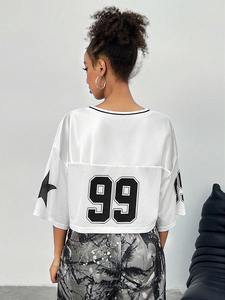 Maillot de football américain personnalisé pour femme, 100 % polyester, en mesh, sublimation, vêtement de sport léger, respirant, col en V, séchage rapide - Product Image 2