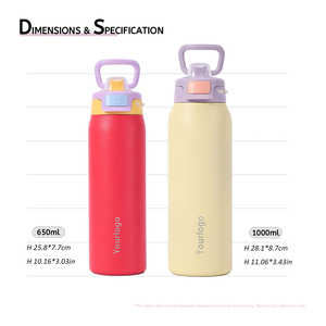 Factory Direct Sale 18/8 Stainless Steel Vacuum Kids Bottles 22oz Metal <b>Double</b> <b>Wall</b> Portable Flasks LFGB Approval - Product Image 3