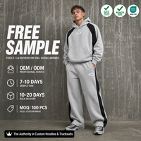 Conjunto de Sudadera con Capucha y Pantalones Deportivos Unisex de Alto Gramaje con Bloques de Color y Paneles en Contraste, Estilo Urbano, Personalizable OEM ODM al por Mayor, REACH CPC