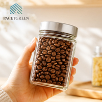 449 	 Ensemble de pots élégants en verre borosilicate avec couvercle amovible en acier inoxydable, récipient alimentaire pour stockage à froid et décoration intérieure